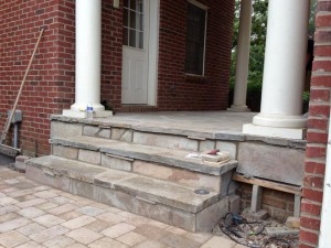 stone porch install